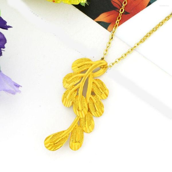 Anhänger Halsketten Phoenix Schwanz Halskette Kette Frauen Mädchen Schmuck Gelbgold Farbe Hübsches Geschenk