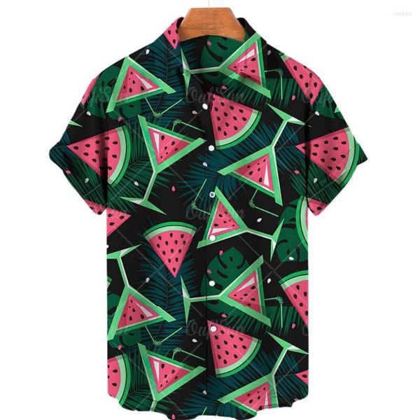 Camicie casual da uomo Modello di frutta tropicale oversize da uomo Motivo floreale hawaiano Stampato in 3d Costumista Beach Vintage Vacation Mens