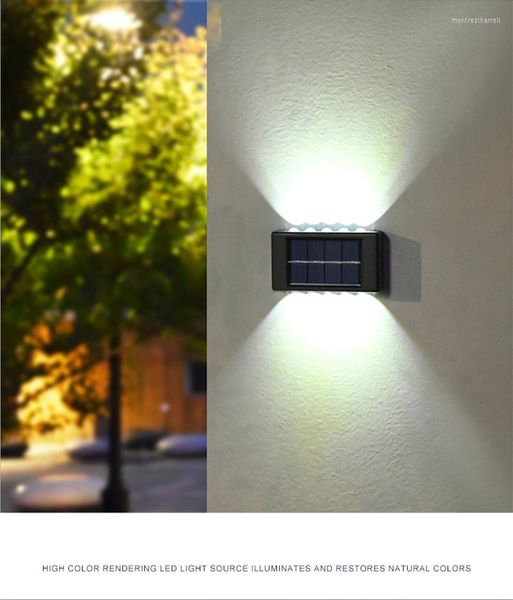 Lampade da parete a luce solare a LED impermeabile per giardino, paesaggio stradale, balcone, lampada decorativa, illuminazione per esterni