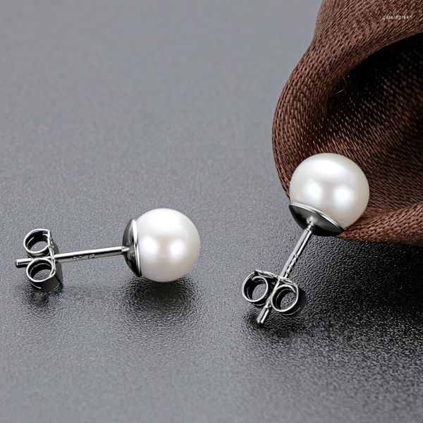 Brincos de garanhão Lnngy 925 Sterling Silver Spiral Pearl for Women 5.5-6mm/3,5-7mm Gretos de joalheria de aniversário de água doce natural