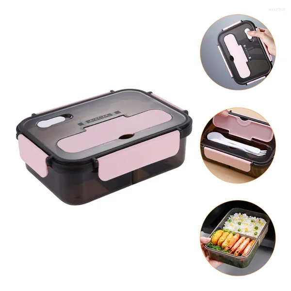 Geschirr-Sets Box Lunch Container Bento Meal Prep Sandwich Tragbare Behälter Aufbewahrung Geteilte Kontrolle Camping Portion Büro Kunststoff