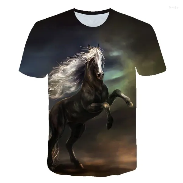 T-shirt da uomo 2023 T-shirt moda animale cavallo stampato stile semplice e top da donna a manica corta con o-collo streetwear