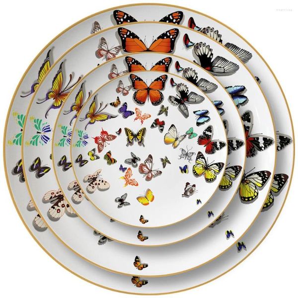 Placas Creative Butterfly Padrivefly Padrões Borboleta China China Capé Copo Personalidade Dim Sum Pires Decoração de Placa de Caneca Cerâmica