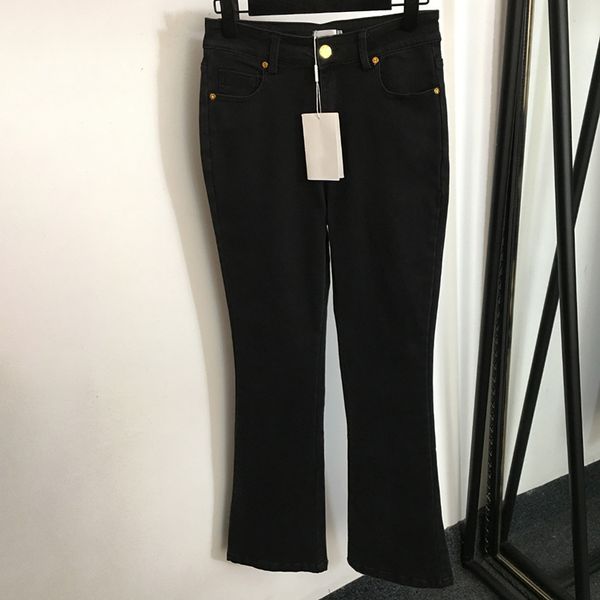 Pantaloni jeans slim a vita alta Pantaloni denim di lusso da donna Pantaloni lunghi di design tascabile nero Pantaloni jeans di personalità stile street