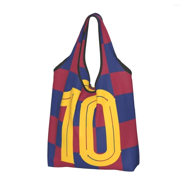 Sacos de compras Personalizado Messied 10 Futebol Mulheres Portátil Grande Capacidade Mercearia Argentina Shopper Tote