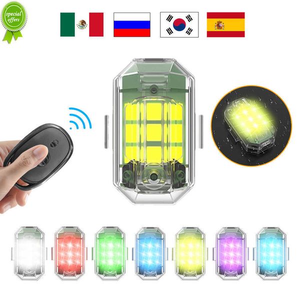 Luce stroboscopica a LED con telecomando senza fili 7 colori Spia anti-collisione Luce di ricarica USB per scooter per bici da auto per moto