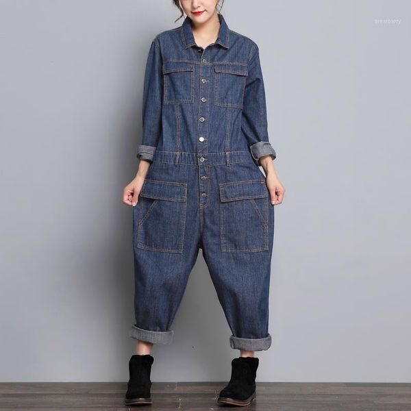 Damen-Overalls Strampler Monkey In Langarm-Overalls Jean Outwair Breaks Clothes