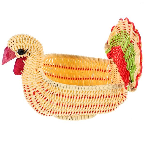 Set di stoviglie Cesto di frutta Vassoio da portata Stoccaggio domestico Imitazione Rattan intrecciato Supporto per tacchino per controsoffitto della cucina Pane Pp