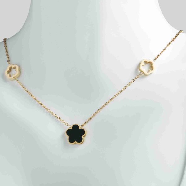 Pingente nes collier femme personalizado jóias finas marca réplica jóias bijoux en acier inoxydable banhado a ouro trevo de aço inoxidável