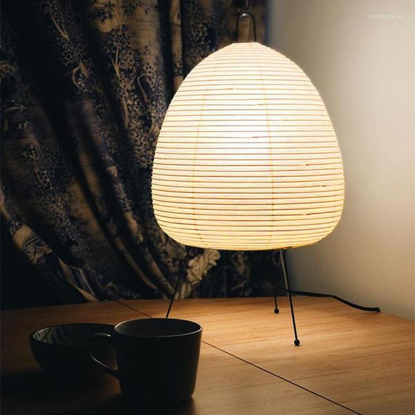 Tischlampen Japanisches Design Akari Wabi-Sabi Yong Lampe Bedrucktes Reispapier Schlafzimmer Studie Desktop Dekoration Leuchten