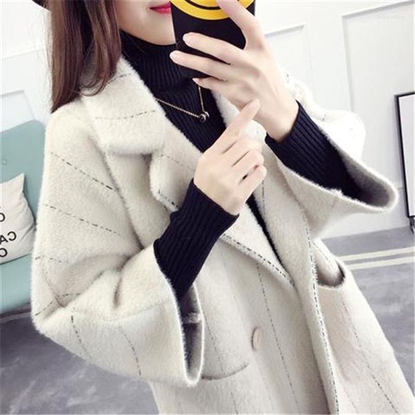 Frauen Strick 2023 Herbst Winter Frauen Faux Nerz Tricot Cardigan Pullover Mantel Weibliche Weiche Samt Pullover Verdicken Strickjacke Cosaco Z11