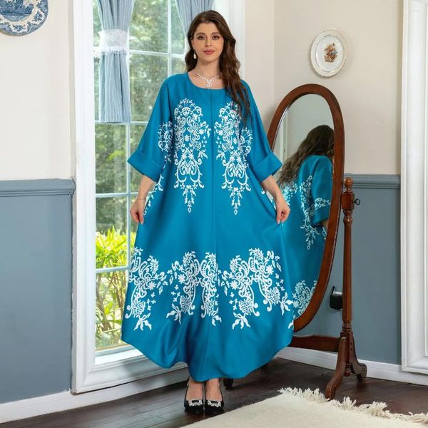 Этническая одежда, арабское длинное платье для женщин, элегантное мусульманское марокканское платье с принтом из бисера Jalabiya Corban, вечерние вечерние платья Eid Al Adha