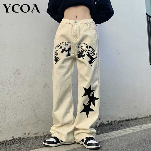 Jeans da uomo Calas de brim femininas estrela calas de tamanho grande moda coreana hip hop harajuku cintura alta y2k streetwear esttica roupas femininas J230420