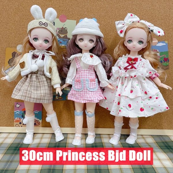 Dolls BJD 30cm Princess Doll com roupas e sapatos 23 Jointes Movable