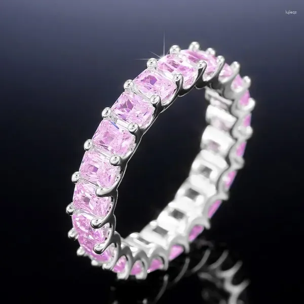 Обручальные кольца DRlove с квадратным цирконием Promise для женщин, простой универсальный дизайн, роскошные кольца, женские ювелирные изделия вечности