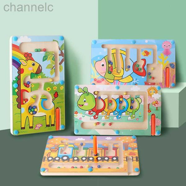 Giocattoli di intelligenza Bambini Animali Labirinto magnetico Giocattolo Montessori Puzzle in legno per bambini Gioco educativo Rompicapo Puzzle Lavagna intellettuale s