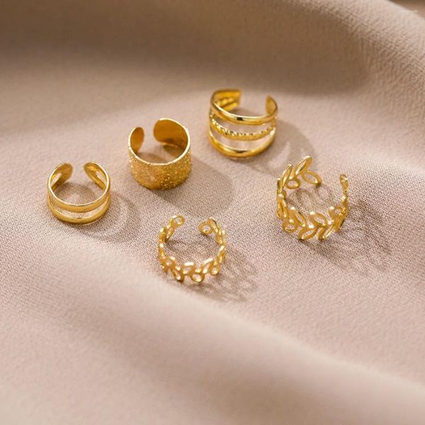 Rücken Ohrringe 2023 Trendy Persönlichkeit Gold Farbe Blätter Clip Für Frauen Charme Gefälschte Piercing Ohr Manschette Set Schmuck Zubehör geschenk