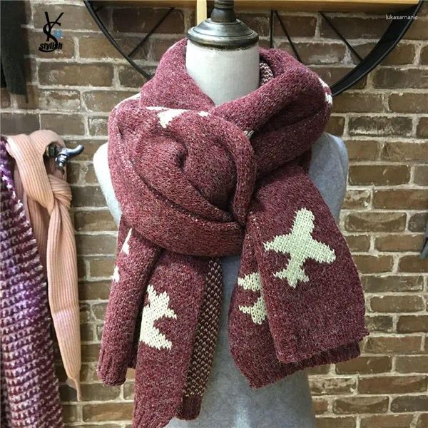 Schals Winter Weibliche Jacquard Flugzeug Schal Gestrickte Flugzeug Gesprenkelte Stola Einfache Fehler Stich Purl Wrap Poncho YG905