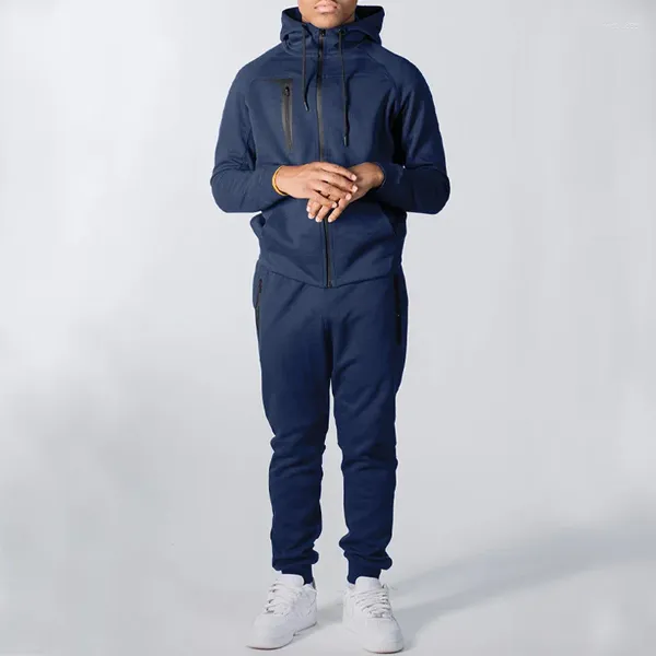 Tute da uomo Tute invernali Tute da ginnastica Design stampato Tuta sportiva Tuta da jogging Slim Fit Pantaloni sportivi in caldo pile e felpa con cappuccio Set 2 pezzi