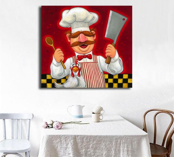 Personaggio dei cartoni animati Chef svedese Arte della tela Stampa a olio Moderna Poster Immagine Decraotion Stampa Nursery Decorativa Kid Soggiorno H9298020