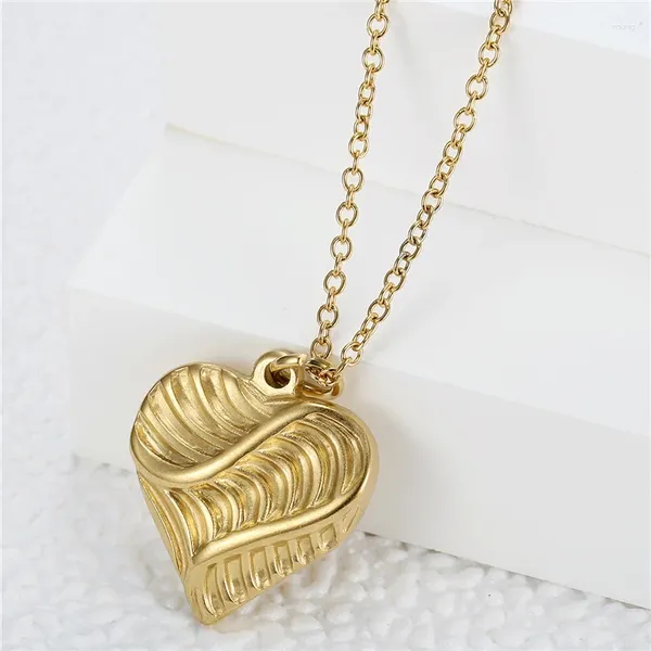 Ожерелья с подвесками, креативный уникальный дизайн, металлическое ожерелье в форме сердца, французское элегантное золотого цвета, очаровательные женские украшения из нержавеющей стали