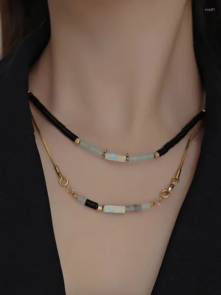 Ожерелья с подвесками, южноамериканское ожерелье из полунефрита, цепочка на ключицу с зелеными и черными панелями из бисера