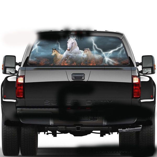 1 pz per SUV Truck Van Car Personalizza Auto Lunotto posteriore colore cavallo bianco Adesivo grafico cervo - Adesivo per auto nascosto antigraffio universale miglior regalo