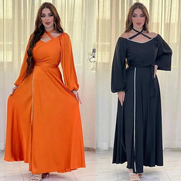 Ethnische Kleidung Elegantes Ramadan Muslim bescheidenes Kleid für Frauen Eid Arabisch Dubai Abaya Islam Lady Party Jalabiya Türkei Marokkanische Kaftan Robe