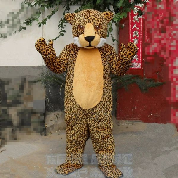 Traje de mascote de leopardo traje de leopardo de luxo de halloween carnaval chita de performance de performance para unissex adulto desenho animado roupa de desenho animado
