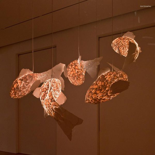 Lampadari Lampadario di pesce classico in legno del sud-est asiatico Ristorante Galleria d'arte Decorazione del caffè Illuminazione a sospensione a soffitto