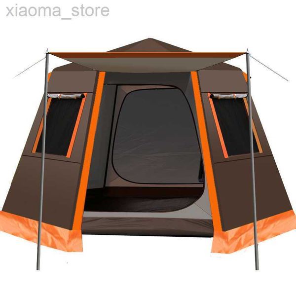 Палатки и укрытия ультрафиолетовое шестиугольное большие размеры автоматическое алюминиевое полюс на открытом воздухе дикая большая палатка.