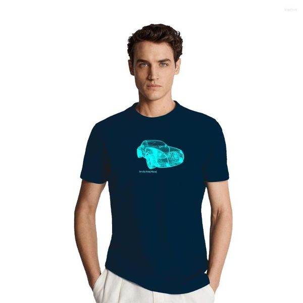 Camisetas masculinas 2023 Gráfico para modelo de carro Camiseta de algodão verão confortável o-pescoço preto tees brancos homens moda casual