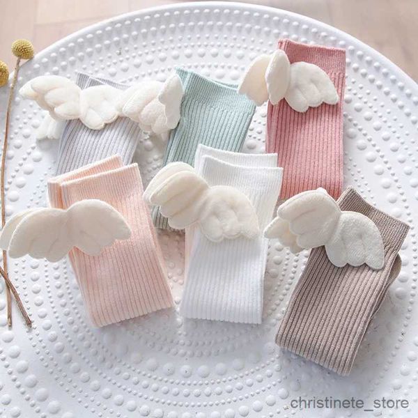 Kindersocken Prinzessin Kleinkind Mädchen neue Mode Frühling Herbst über scharfe lange Streifen Socken Baumwolle Kleine Engelsflügel Kinder Kind Baby Wadensocke R231125