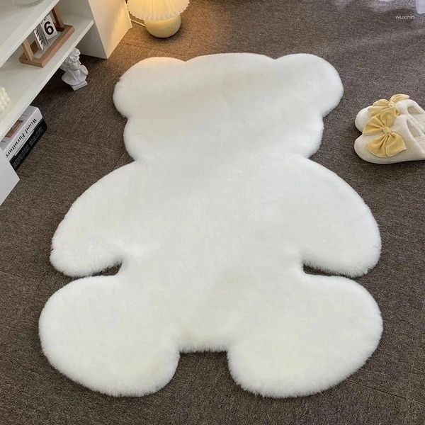 Tapeçarias dos desenhos animados animal tapete bonito urso imitação de cabelo sofá quarto infantil decoração tapete de pelúcia