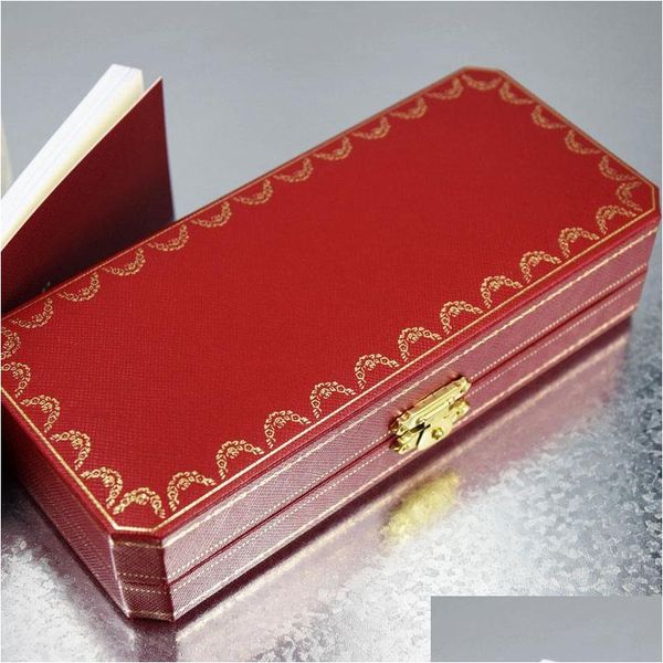 Decorações de Natal 2 estilos de alta qualidade escritório escola papelaria top grau vermelho e dourado guarnição lockable caixa de caneta de presente de luxo com dhas6