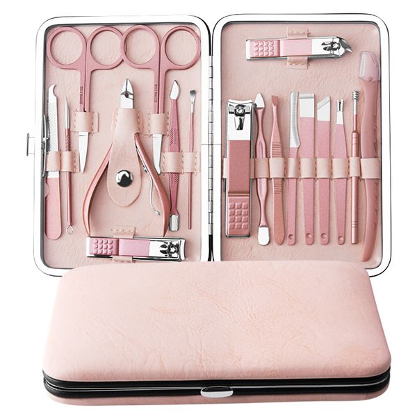 Set manicure per unghie 1815161312107 pezzi Set tagliaunghie in oro rosa Forbici per unghie a colori sfumati in acciaio inossidabile Kit di strumenti per la cura delle mani dei piedi con pinzette 230425