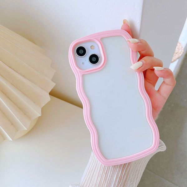 Curve Wave Frame Candy Koreanische Handyhülle für Iphone 14 13 12 11 Pro X XR XS Max Transparente stoßfeste süße weiche Bucht