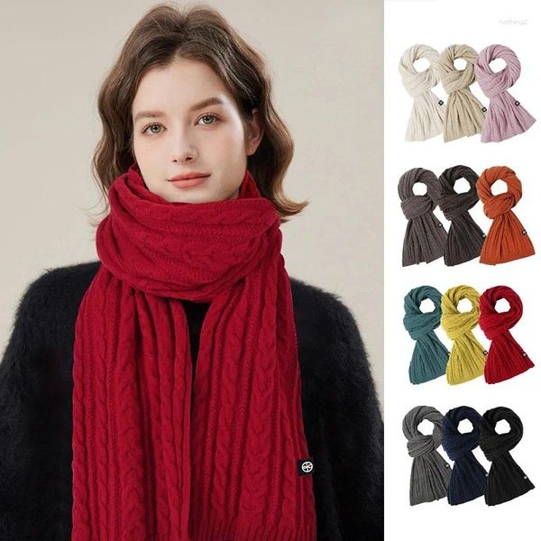 Шарфы 2023, зимний шарф для женщин, теплый флисовый однотонный универсальный вязаный мужской парный шарф, роскошное пончо, шаль, глушитель