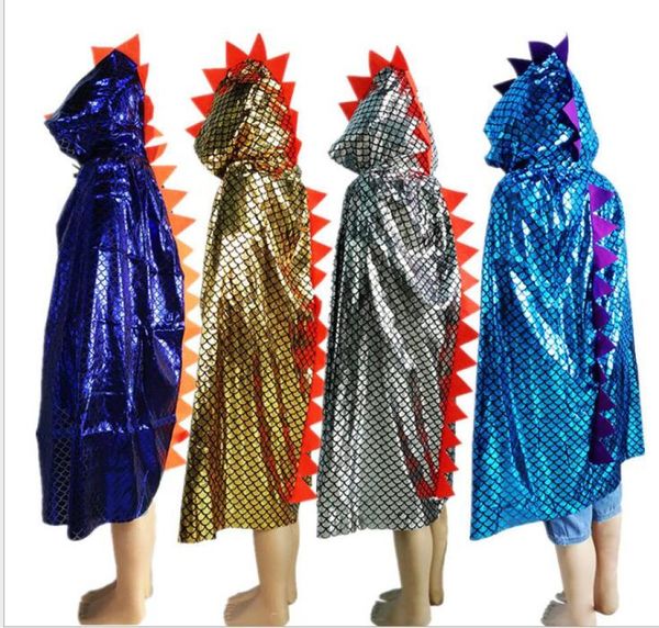 Junge Mädchen Kinder Kinder Halloween Kostüme Dinosaurier Umhang Kleid Robe Mit Hut Kappe Cosplay Chirstmas Krokodil Bunte Tier mit kapuze2472189