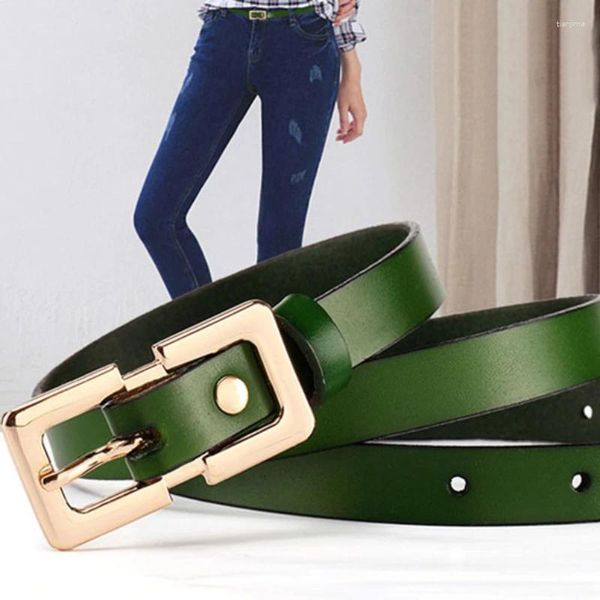 Cinture 2024 Signore Morbido In Vera Pelle Ragazze Fibbie Dorate In Metallo Femminile Retro Cintura Sottile Per Le Donne Jeans 1.5 centimetri di Larghezza Perizoma