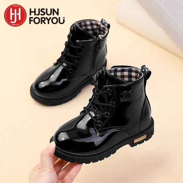 Stiefel Winter Kinder Schuhe PU Leder Wasserdicht Plüsch Kinder Schnee Marke Mädchen Jungen Casual Mode Turnschuhe 231124