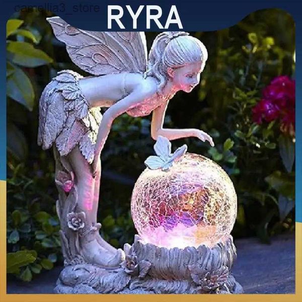 Lâmpadas de gramado ao ar livre lâmpada solar fada menina anjo figura escultura luminosa artesanato ornamentos lâmpada led à prova dwaterproof água jardim quintal paisagem luzes q231125