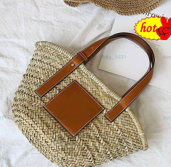 Borsa da spiaggia Casual Rattan Borsoni di grande capacità Designer Wicker Woven Borse da donna Summer Beach Bali Borse di paglia Lady Travel Big Basket 555