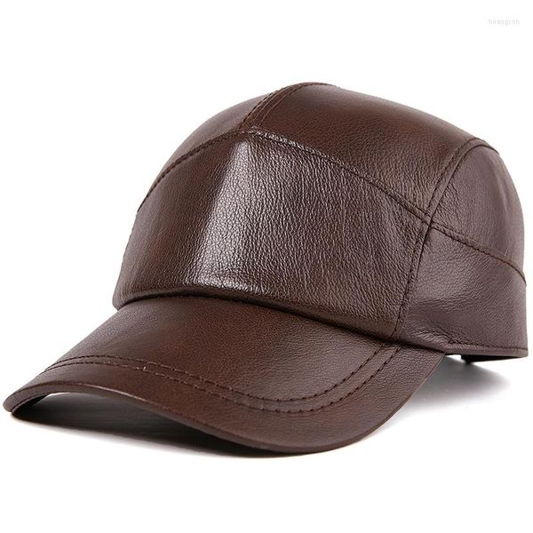 Top Caps Erkekler Orijinal Deri Şapka Erkek Cowhide Beyzbol Kapağı Ayarlanabilir Şapkalar Kovboy Gençlik B-8802