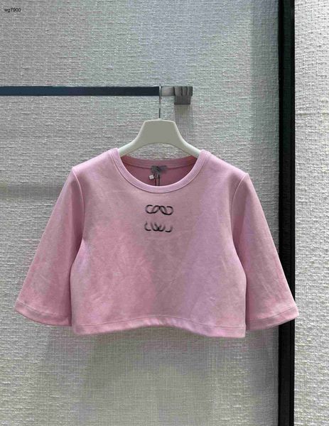 Роскошная женская футболка, брендовая летняя одежда с короткими рукавами и вышитым логотипом, декоративные повседневные топы для девочек Nov25