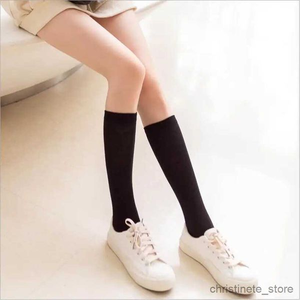 Çocuk Çorap 2-12y Kızlar Diz Yüksek Uzun Çorap Kızlar Diz Çorap Bebek Çocuk Çoraplar Kız Çocuklar Sevimli Prenses Düz Renk Bacak Beyaz Çoraplar R231125
