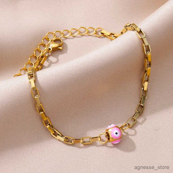 Cavigliere Bracciale sulla gamba Cavigliere in acciaio inossidabile per le donne Cavigliere rosa malocchio Gioielli color oro Bijoux Acier Femme R231125