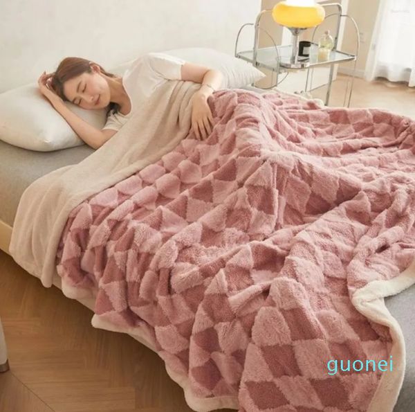 Одеяла Тедди Флисовое одеяло Смешанный жаккардовый двухслойный Все сезоны Универсальное для одного человека Офис