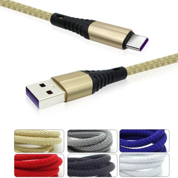 1M 2M 3M Nylon geflochtene Kabel Mehrfarbig Typ C Micro USB Kabel 3A Schnellladekabel für Samsung Xiaomi Huawei Handys