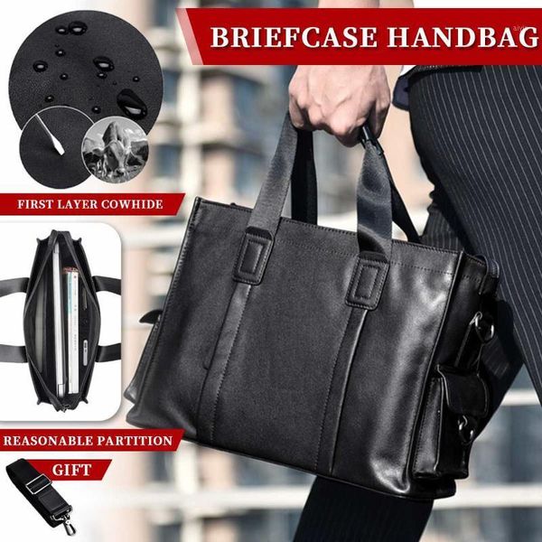 Aktentaschen Herren Echtes Leder Handtasche Große Kapazität Business Aktentasche Casual Dokumente Magazin Laptop Umhängetasche Messenger Bags